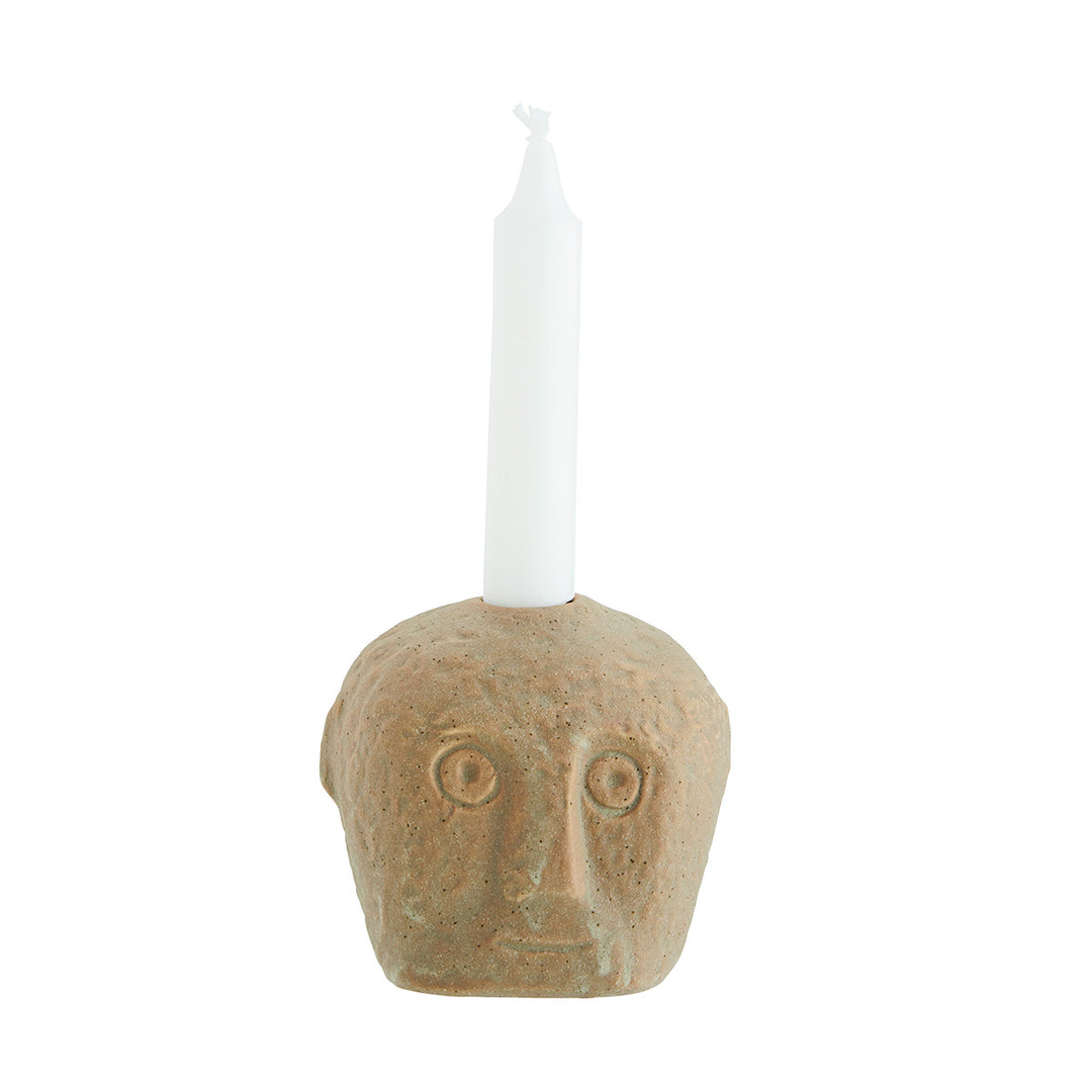Madam Stoltz - Beige lysestage med ansigt